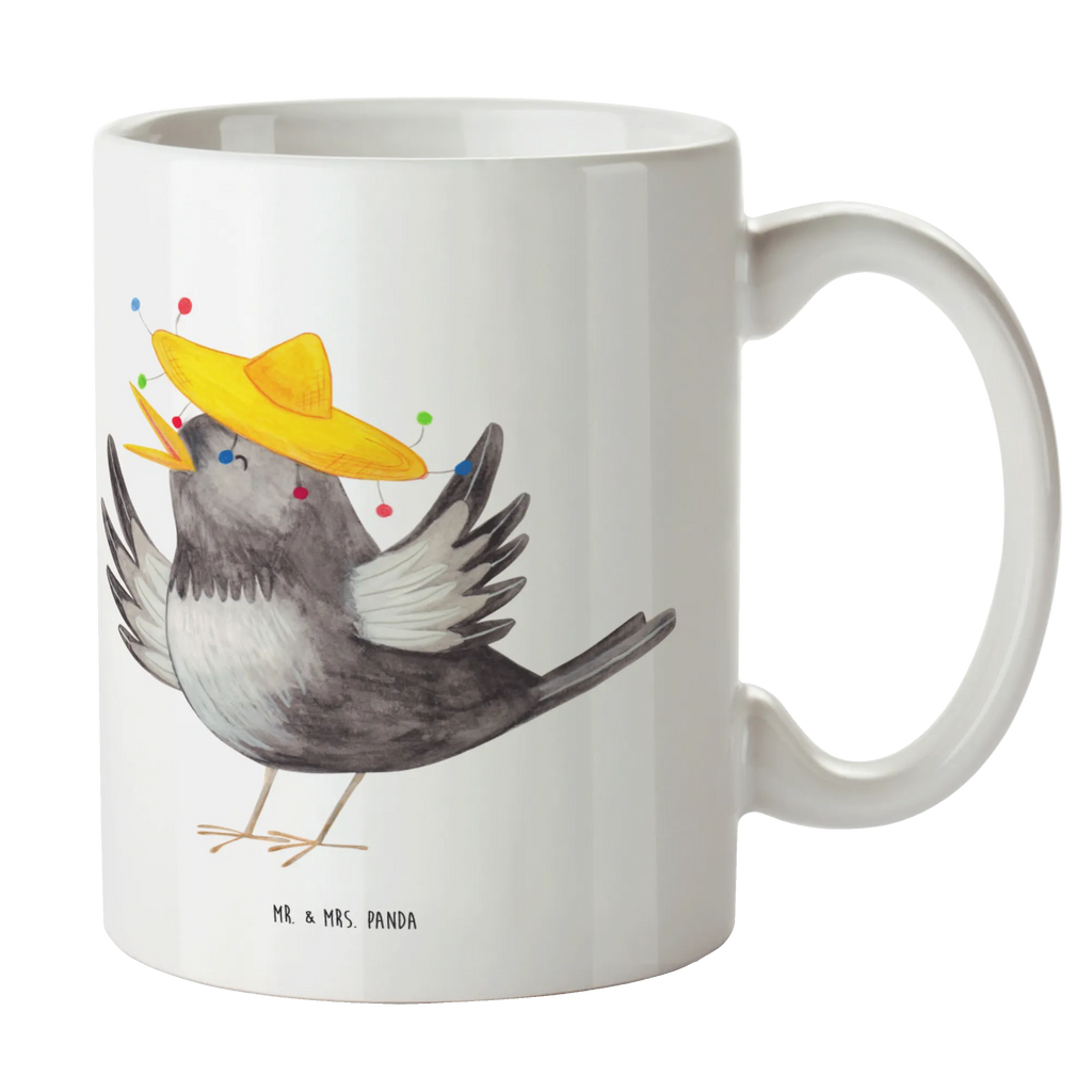 Tasse Rabe Sombrero Tasse, Kaffeetasse, Teetasse, Becher, Kaffeebecher, Teebecher, Keramiktasse, Porzellantasse, Büro Tasse, Geschenk Tasse, Tasse Sprüche, Tasse Motive, Kaffeetassen, Tasse bedrucken, Designer Tasse, Cappuccino Tassen, Schöne Teetassen, Tiermotive, Gute Laune, lustige Sprüche, Tiere, Rabe, Vogel, Vögel, Spruch positiv, fröhlich sein, glücklich sein, Glück Spruch, froh, Elster, Motivation