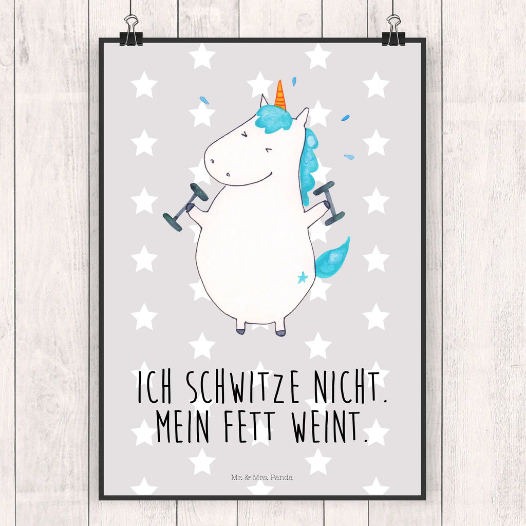 Poster Einhorn Fitness Poster, Wandposter, Bild, Wanddeko, Küchenposter, Kinderposter, Wanddeko Bild, Raumdekoration, Wanddekoration, Handgemaltes Poster, Mr. & Mrs. Panda Poster, Designposter, Kunstdruck, Posterdruck, Einhorn, Einhörner, Einhorn Deko, Pegasus, Unicorn, Gym, Fitness, Fitnessstudio, Diät, Abnehmen, Sport, Pumpen, Geräte, Sixpack