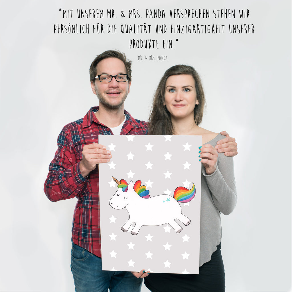 Poster Einhorn Happy Poster, Wandposter, Bild, Wanddeko, Küchenposter, Kinderposter, Wanddeko Bild, Raumdekoration, Wanddekoration, Handgemaltes Poster, Mr. & Mrs. Panda Poster, Designposter, Kunstdruck, Posterdruck, Einhorn, Einhörner, Einhorn Deko, Pegasus, Unicorn, glücklich, fröhlich, Spaß, Freude, Lebensfreude, witzig, spannend, Lächeln, Lachen