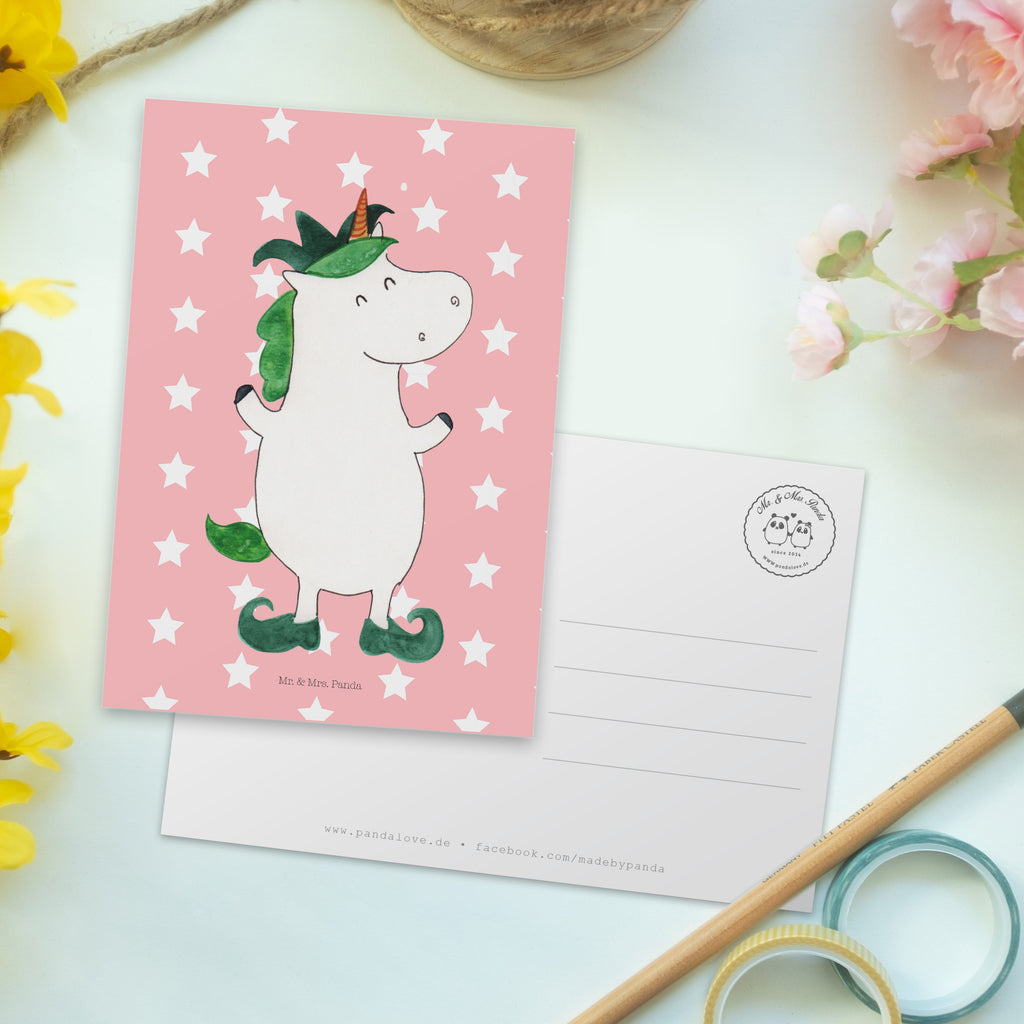 Postkarte Einhorn Joker Postkarte, Karte, Geschenkkarte, Grußkarte, Einladung, Ansichtskarte, Geburtstagskarte, Einladungskarte, Dankeskarte, Ansichtskarten, Einladung Geburtstag, Einladungskarten Geburtstag, Einhorn, Einhörner, Einhorn Deko, Pegasus, Unicorn, Hofnarr, Kasper, Gaukler, Mittelalter