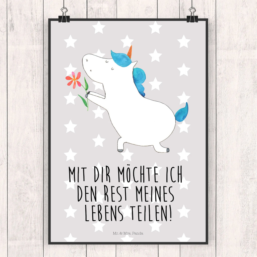 Poster Einhorn Blume Poster, Wandposter, Bild, Wanddeko, Küchenposter, Kinderposter, Wanddeko Bild, Raumdekoration, Wanddekoration, Handgemaltes Poster, Mr. & Mrs. Panda Poster, Designposter, Kunstdruck, Posterdruck, Einhorn, Einhörner, Einhorn Deko, Unicorn, Liebe, Liebesbeweis, Antrag, Heiratsantrag, Verlobung, Ehepaar, Pärchen, Partner, Freund, Freundin, Ehe, heiraten