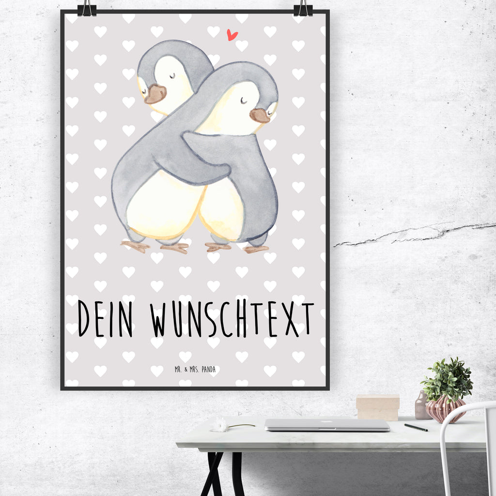 Personalisiertes Poster Pinguine Kuscheln