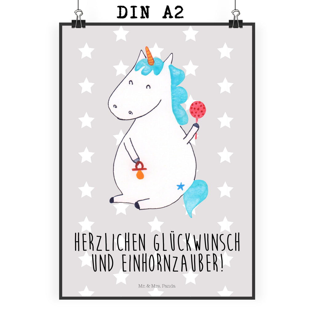 Poster Einhorn Baby Poster, Wandposter, Bild, Wanddeko, Küchenposter, Kinderposter, Wanddeko Bild, Raumdekoration, Wanddekoration, Handgemaltes Poster, Mr. & Mrs. Panda Poster, Designposter, Kunstdruck, Posterdruck, Einhorn, Einhörner, Einhorn Deko, Pegasus, Unicorn, Mutter, Geburt, Geburtstag, erstes Kind, Baby, Babyglück, Nachwuchs, Eltern, Party, Kind, Schnuller