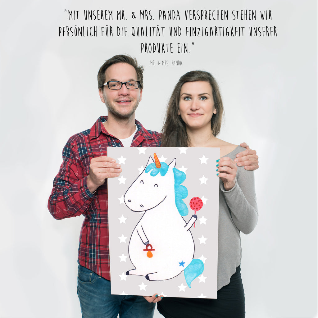 Poster Einhorn Baby Poster, Wandposter, Bild, Wanddeko, Küchenposter, Kinderposter, Wanddeko Bild, Raumdekoration, Wanddekoration, Handgemaltes Poster, Mr. & Mrs. Panda Poster, Designposter, Kunstdruck, Posterdruck, Einhorn, Einhörner, Einhorn Deko, Pegasus, Unicorn, Mutter, Geburt, Geburtstag, erstes Kind, Baby, Babyglück, Nachwuchs, Eltern, Party, Kind, Schnuller