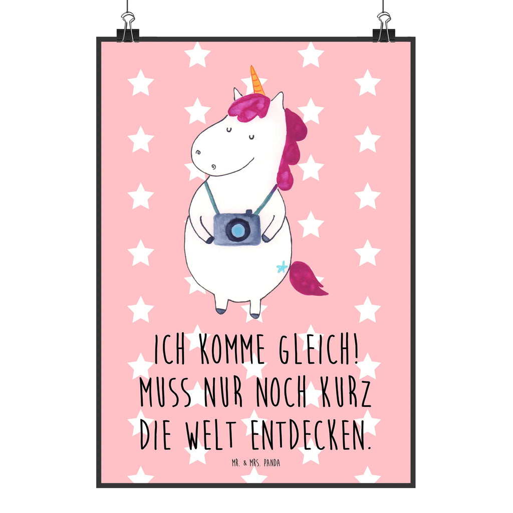 Poster Einhorn Fotograf Poster, Wandposter, Bild, Wanddeko, Küchenposter, Kinderposter, Wanddeko Bild, Raumdekoration, Wanddekoration, Handgemaltes Poster, Mr. & Mrs. Panda Poster, Designposter, Kunstdruck, Posterdruck, Einhorn, Einhörner, Einhorn Deko, Pegasus, Unicorn, Fotograf, Fotografie, Kamera, Reisen, Weltreise, Weltenbummler, Urlaub, Tourist, Kurztrip, Reise, Städtereise