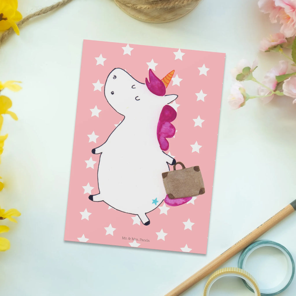 Postkarte Einhorn Koffer Postkarte, Karte, Geschenkkarte, Grußkarte, Einladung, Ansichtskarte, Geburtstagskarte, Einladungskarte, Dankeskarte, Ansichtskarten, Einladung Geburtstag, Einladungskarten Geburtstag, Einhorn, Einhörner, Einhorn Deko, Pegasus, Unicorn, unicorn, Koffer, Verreisen, Reise, Gepäck, Abenteuer, Erwachsen, Kind, albern, Spaß, lustig, witzig