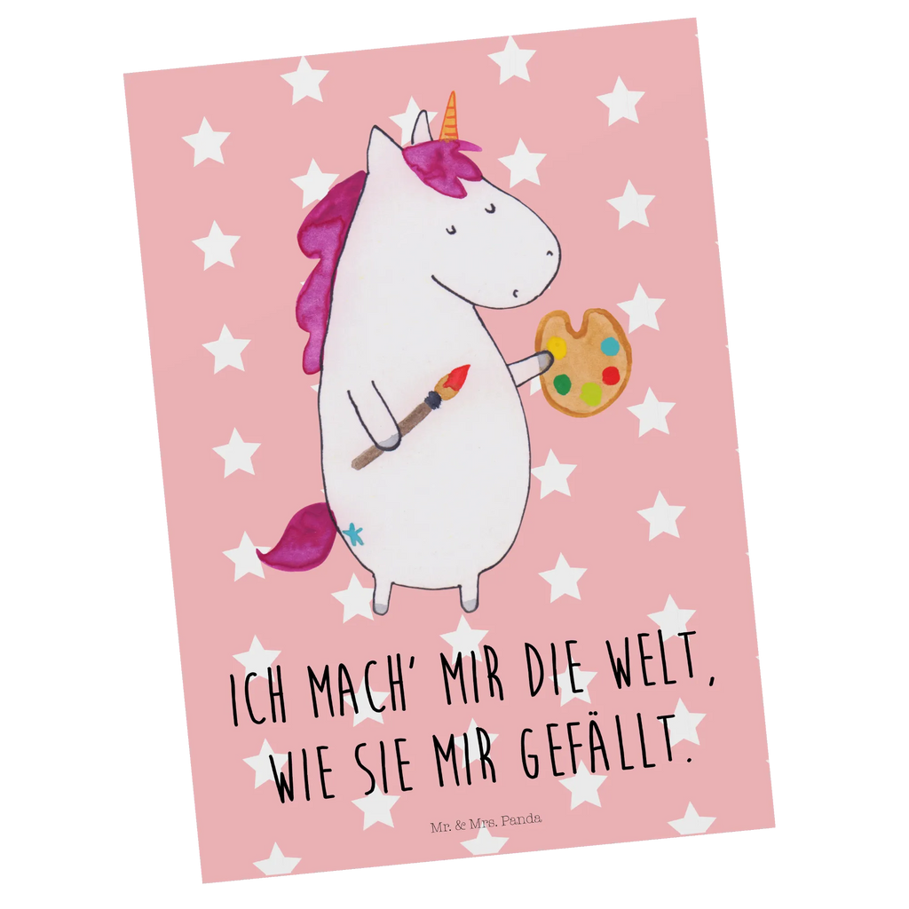 Postkarte Einhorn Künstler Postkarte, Karte, Geschenkkarte, Grußkarte, Einladung, Ansichtskarte, Geburtstagskarte, Einladungskarte, Dankeskarte, Ansichtskarten, Einladung Geburtstag, Einladungskarten Geburtstag, Einhorn, Einhörner, Einhorn Deko, Unicorn, Englisch, Künstler, Artist, Malen, Zeichnen, Welt, Farbe, Stift, Pinsel, Geschenk, Maler