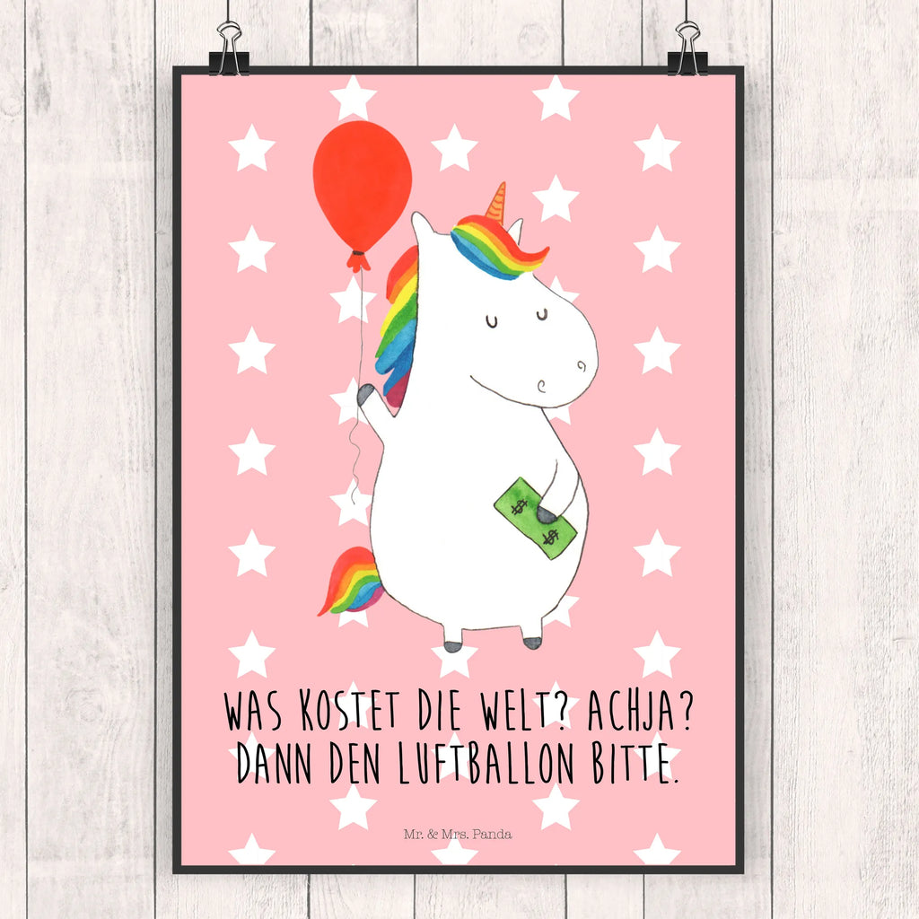 Poster Einhorn Luftballon Poster, Wandposter, Bild, Wanddeko, Küchenposter, Kinderposter, Wanddeko Bild, Raumdekoration, Wanddekoration, Handgemaltes Poster, Mr. & Mrs. Panda Poster, Designposter, Kunstdruck, Posterdruck, Einhorn, Einhörner, Einhorn Deko, Unicorn, Luftballon, Geld, Lebenslust, Freude, Geschenk, Freundin