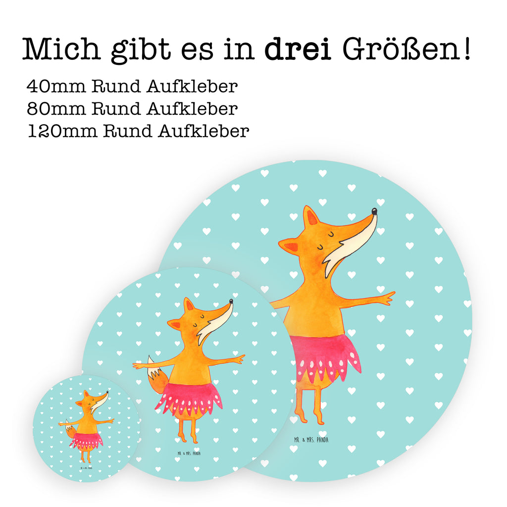 Rund Aufkleber Fuchs Ballerina Sticker, Aufkleber, Etikett, Fuchs, Fuchs Spruch, Füchse, Füchsin, Ballerina, Ballett, Tänzerin, Tanzen, Party, Einladung, Geburtstag