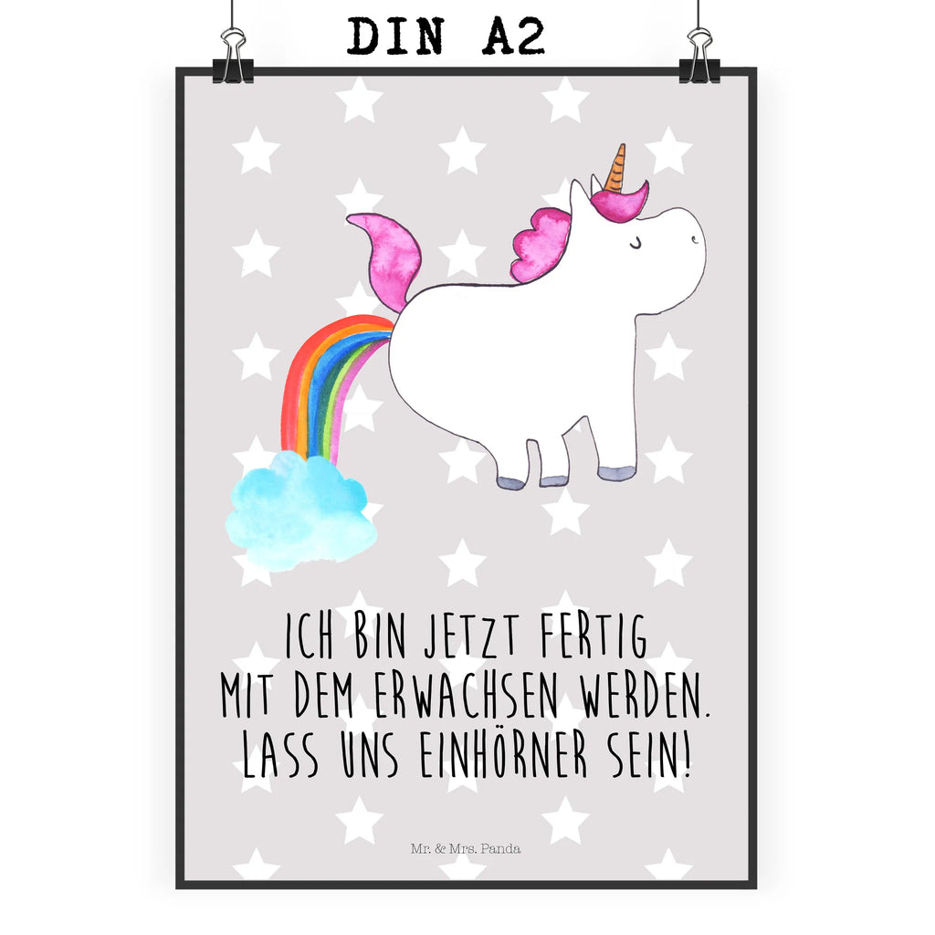 Poster Einhorn Pupsen Poster, Wandposter, Bild, Wanddeko, Küchenposter, Kinderposter, Wanddeko Bild, Raumdekoration, Wanddekoration, Handgemaltes Poster, Mr. & Mrs. Panda Poster, Designposter, Kunstdruck, Posterdruck, Einhorn, Einhörner, Einhorn Deko, Pegasus, Unicorn, Pups, Regenbogen, Glitzer, Einhornpower, Erwachsenwerden, Spaß, lustig, Freundin