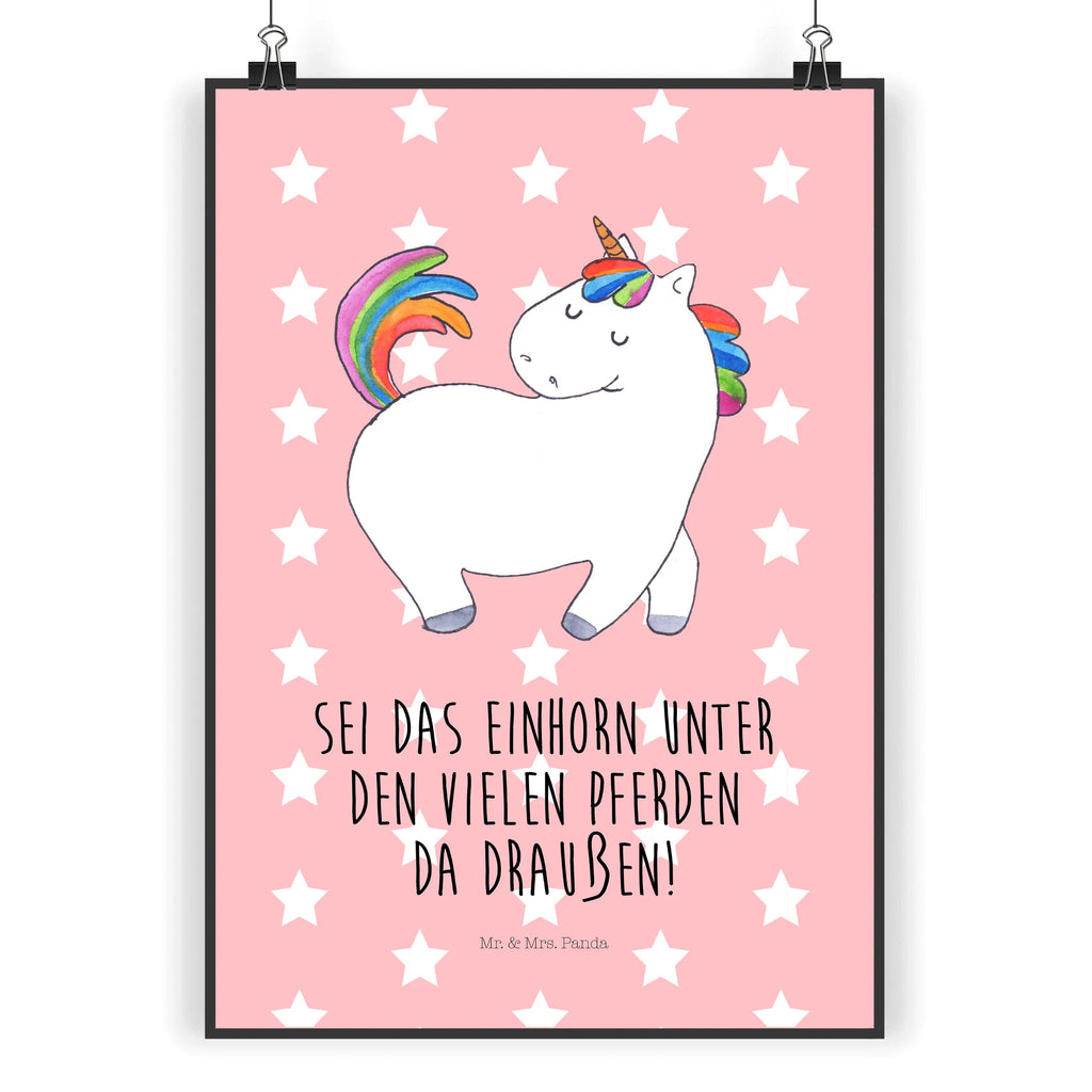 Poster Einhorn Stolzieren Poster, Wandposter, Bild, Wanddeko, Küchenposter, Kinderposter, Wanddeko Bild, Raumdekoration, Wanddekoration, Handgemaltes Poster, Mr. & Mrs. Panda Poster, Designposter, Kunstdruck, Posterdruck, Einhorn, Einhörner, Einhorn Deko, Pegasus, Unicorn, stolz, anders, bunt, Pferd, Reiter, Reiten, Freundin, Geschenk