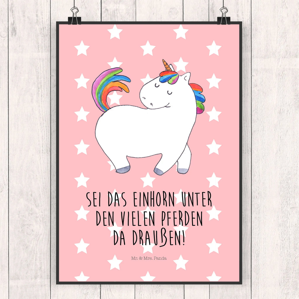 Poster Einhorn Stolzieren Poster, Wandposter, Bild, Wanddeko, Küchenposter, Kinderposter, Wanddeko Bild, Raumdekoration, Wanddekoration, Handgemaltes Poster, Mr. & Mrs. Panda Poster, Designposter, Kunstdruck, Posterdruck, Einhorn, Einhörner, Einhorn Deko, Pegasus, Unicorn, stolz, anders, bunt, Pferd, Reiter, Reiten, Freundin, Geschenk