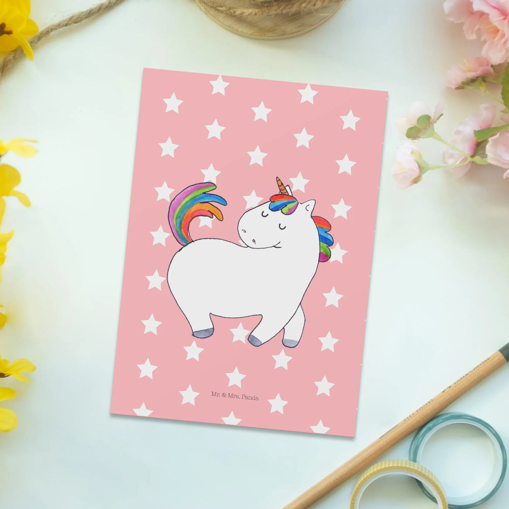 Postkarte Einhorn stolzierend Postkarte, Karte, Geschenkkarte, Grußkarte, Einladung, Ansichtskarte, Geburtstagskarte, Einladungskarte, Dankeskarte, Ansichtskarten, Einladung Geburtstag, Einladungskarten Geburtstag, Einhorn, Einhörner, Einhorn Deko, Pegasus, Unicorn, stolz, anders, bunt, Pferd, Reiter, Reiten, Freundin, Geschenk