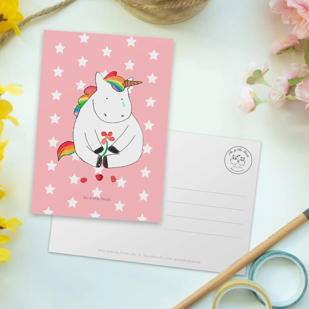 Postkarte Einhorn Traurig Postkarte, Karte, Geschenkkarte, Grußkarte, Einladung, Ansichtskarte, Geburtstagskarte, Einladungskarte, Dankeskarte, Ansichtskarten, Einladung Geburtstag, Einladungskarten Geburtstag, Einhorn, Einhörner, Einhorn Deko, Pegasus, Unicorn, Glitzer, Trösten. Freundschaft, Freunde, Liebe, Trauer, Blume