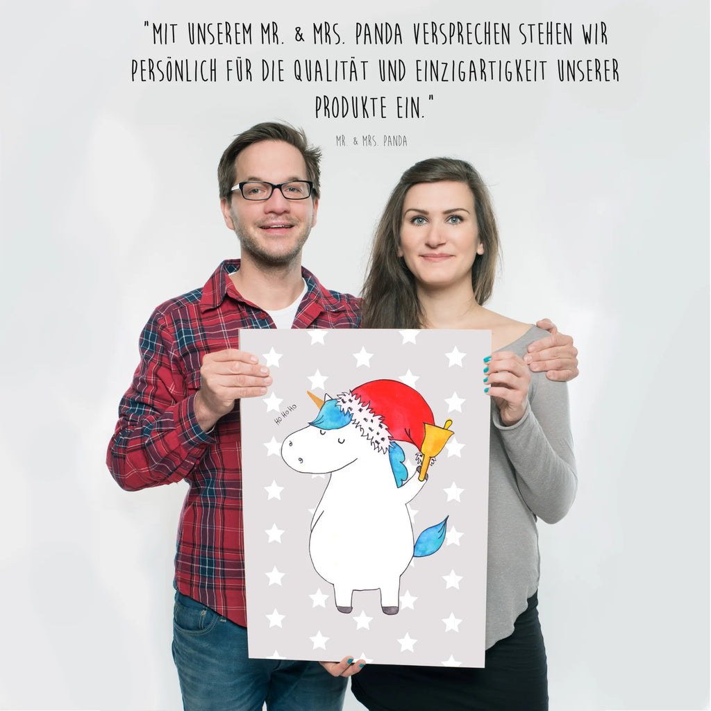 Poster Einhorn Weihnachtsmann Poster, Wandposter, Bild, Wanddeko, Küchenposter, Kinderposter, Wanddeko Bild, Raumdekoration, Wanddekoration, Handgemaltes Poster, Mr. & Mrs. Panda Poster, Designposter, Kunstdruck, Posterdruck, Einhorn, Einhörner, Einhorn Deko, Unicorn, Gin, Schokolade, Schoki, Weihnachten, Weihnachtsmann, Nikolaus, Wunschzettel, Wunschliste, Feenstaub