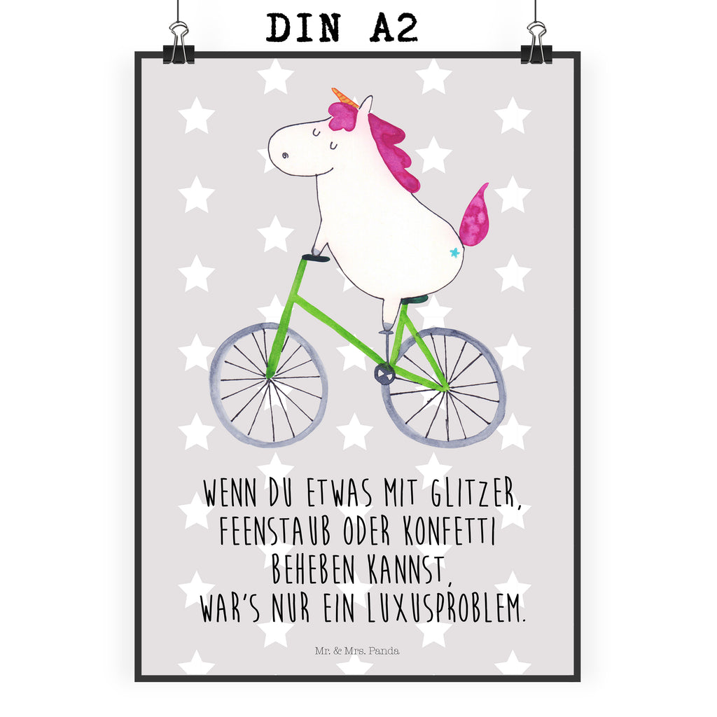 Poster Einhorn Radfahrer Poster, Wandposter, Bild, Wanddeko, Küchenposter, Kinderposter, Wanddeko Bild, Raumdekoration, Wanddekoration, Handgemaltes Poster, Mr. & Mrs. Panda Poster, Designposter, Kunstdruck, Posterdruck, Einhorn, Einhörner, Einhorn Deko, Pegasus, Unicorn, Radfahren, Radfahrer, Rad, Bike, Feenstaub, Konfetti, Luxusproblem, Kummer, Liebeskummer