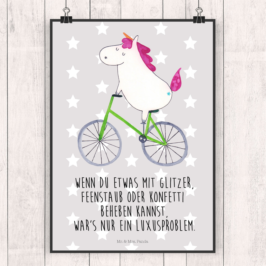 Poster Einhorn Radfahrer Poster, Wandposter, Bild, Wanddeko, Küchenposter, Kinderposter, Wanddeko Bild, Raumdekoration, Wanddekoration, Handgemaltes Poster, Mr. & Mrs. Panda Poster, Designposter, Kunstdruck, Posterdruck, Einhorn, Einhörner, Einhorn Deko, Unicorn, Radfahren, Radfahrer, Rad, Bike, Feenstaub, Konfetti, Luxusproblem, Kummer, Liebeskummer