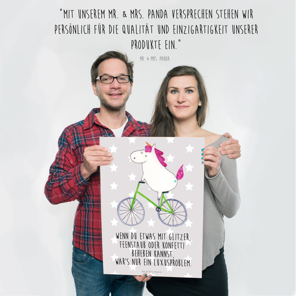 Poster Einhorn Radfahrer Poster, Wandposter, Bild, Wanddeko, Küchenposter, Kinderposter, Wanddeko Bild, Raumdekoration, Wanddekoration, Handgemaltes Poster, Mr. & Mrs. Panda Poster, Designposter, Kunstdruck, Posterdruck, Einhorn, Einhörner, Einhorn Deko, Unicorn, Radfahren, Radfahrer, Rad, Bike, Feenstaub, Konfetti, Luxusproblem, Kummer, Liebeskummer