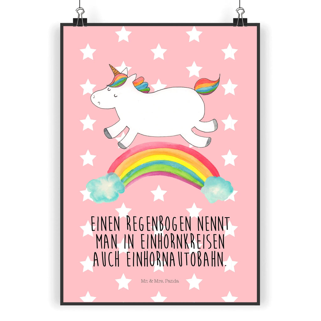 Poster Einhorn Regenbogen Poster, Wandposter, Bild, Wanddeko, Küchenposter, Kinderposter, Wanddeko Bild, Raumdekoration, Wanddekoration, Handgemaltes Poster, Mr. & Mrs. Panda Poster, Designposter, Kunstdruck, Posterdruck, Einhorn, Einhörner, Einhorn Deko, Unicorn, Regenbogen, Glitzer, Einhornpower, Erwachsenwerden, Einhornautobahn