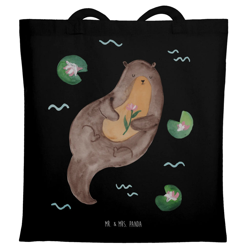 Tragetasche Otter Seerose Beuteltasche, Beutel, Einkaufstasche, Jutebeutel, Stoffbeutel, Tasche, Shopper, Umhängetasche, Strandtasche, Schultertasche, Stofftasche, Tragetasche, Badetasche, Jutetasche, Einkaufstüte, Laptoptasche, Otter, Fischotter, Seeotter, Otter Seeotter See Otter