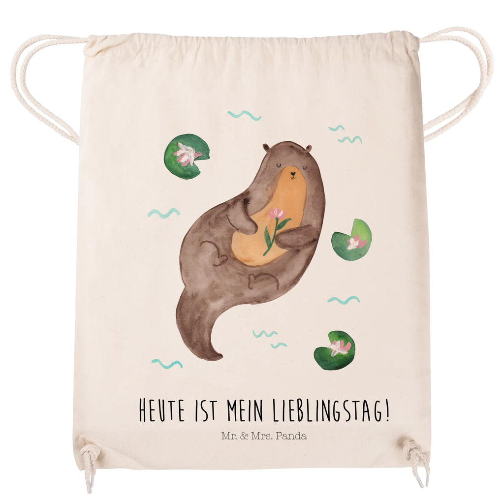 Sportbeutel Otter mit Seerose Sportbeutel, Turnbeutel, Beutel, Sporttasche, Tasche, Stoffbeutel, Sportbeutel Kinder, Gymsack, Beutel Rucksack, Kleine Sporttasche, Sportzubehör, Turnbeutel Baumwolle, Otter, Fischotter, Seeotter, Otter Seeotter See Otter