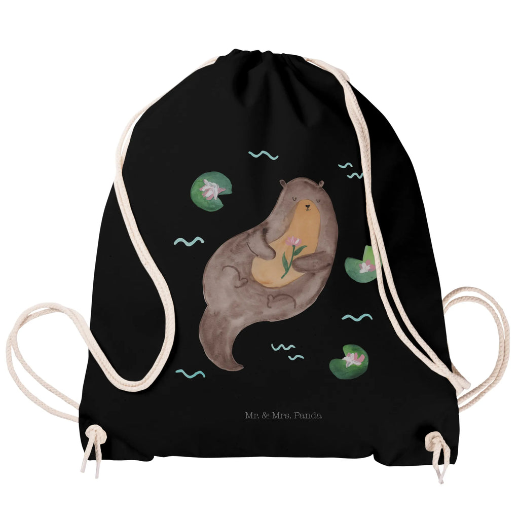 Sportbeutel Otter mit Seerose Sportbeutel, Turnbeutel, Beutel, Sporttasche, Tasche, Stoffbeutel, Sportbeutel Kinder, Gymsack, Beutel Rucksack, Kleine Sporttasche, Sportzubehör, Turnbeutel Baumwolle, Otter, Fischotter, Seeotter, Otter Seeotter See Otter