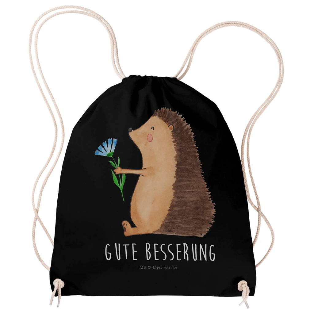 Sportbeutel Igel mit Blume Sportbeutel, Turnbeutel, Beutel, Sporttasche, Tasche, Stoffbeutel, Sportbeutel Kinder, Gymsack, Beutel Rucksack, Kleine Sporttasche, Sportzubehör, Turnbeutel Baumwolle, Tiermotive, Gute Laune, lustige Sprüche, Tiere, Igel, Gute Besserung, Genesungswünsche, Krankheit, Krankenhaus, krank, Besuch