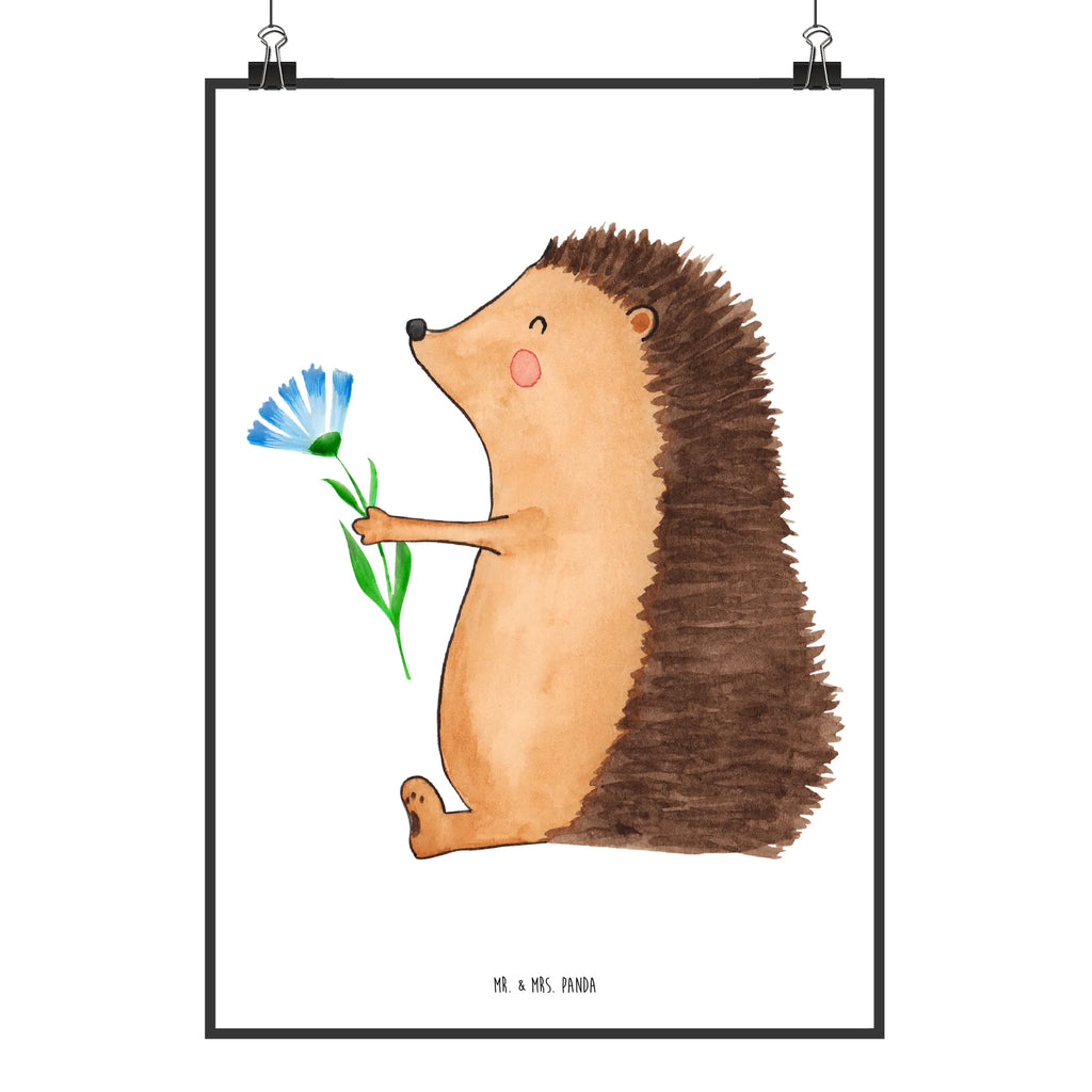 Poster Igel Blumen Poster, Wandposter, Bild, Wanddeko, Küchenposter, Kinderposter, Wanddeko Bild, Raumdekoration, Wanddekoration, Handgemaltes Poster, Mr. & Mrs. Panda Poster, Designposter, Kunstdruck, Posterdruck, Tiermotive, Gute Laune, lustige Sprüche, Tiere, Igel, Gute Besserung, Genesungswünsche, Krankheit, Krankenhaus, krank, Besuch