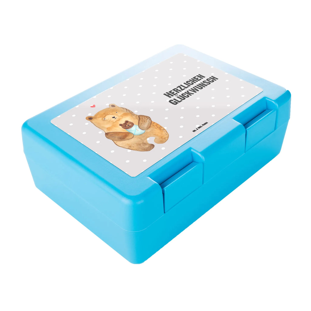 Brotdose Bär mit Baby Brotbox, Snackbox, Lunch box, Butterbrotdose, Brotzeitbox, Bär, Teddy, Teddybär, Eltern, Mutter, Baby, Taufe, Geburt, Nichte, Neffe, Enkel, Enkelin, Täufling, Geburtstag, Glückwunsch