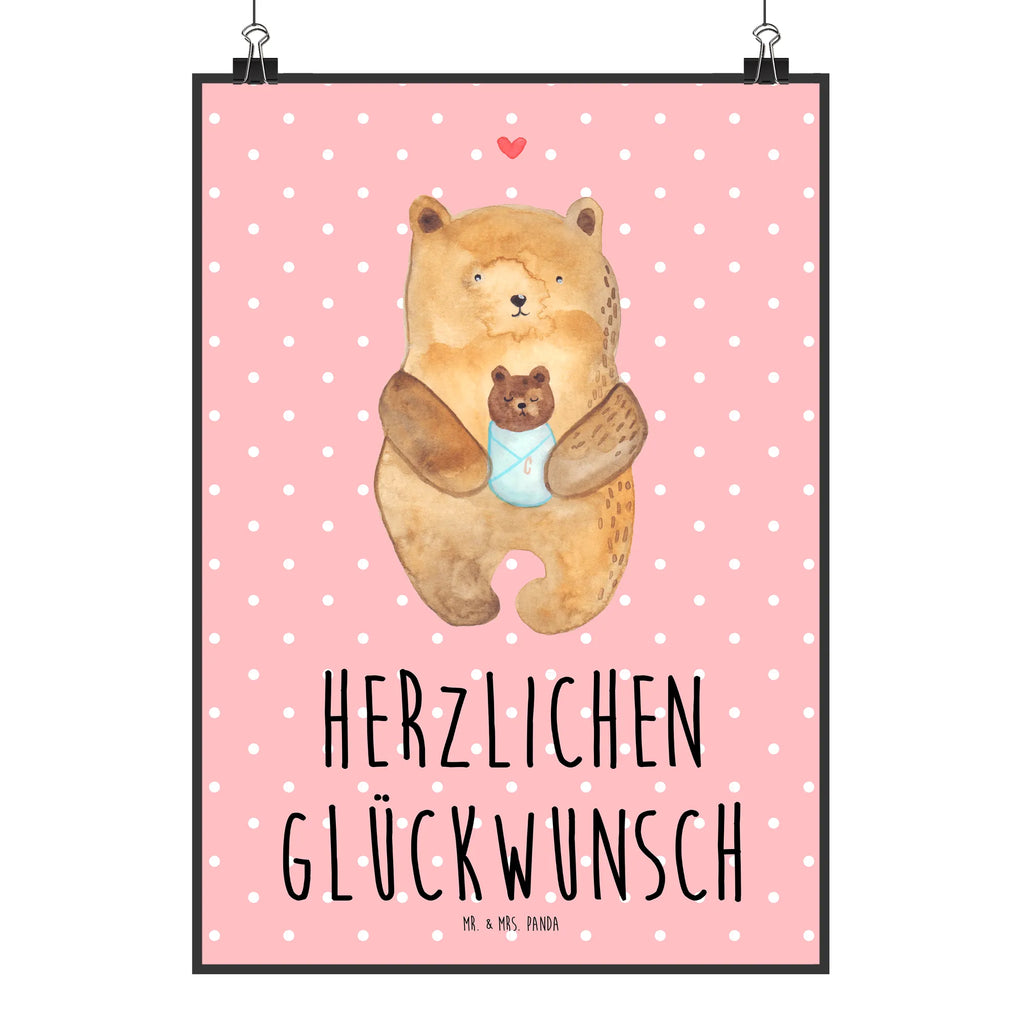 Poster Bär Baby Poster, Wandposter, Bild, Wanddeko, Küchenposter, Kinderposter, Wanddeko Bild, Raumdekoration, Wanddekoration, Handgemaltes Poster, Mr. & Mrs. Panda Poster, Designposter, Kunstdruck, Posterdruck, Bär, Teddy, Teddybär, Eltern, Mutter, Baby, Taufe, Geburt, Nichte, Neffe, Enkel, Enkelin, Täufling, Geburtstag, Glückwunsch