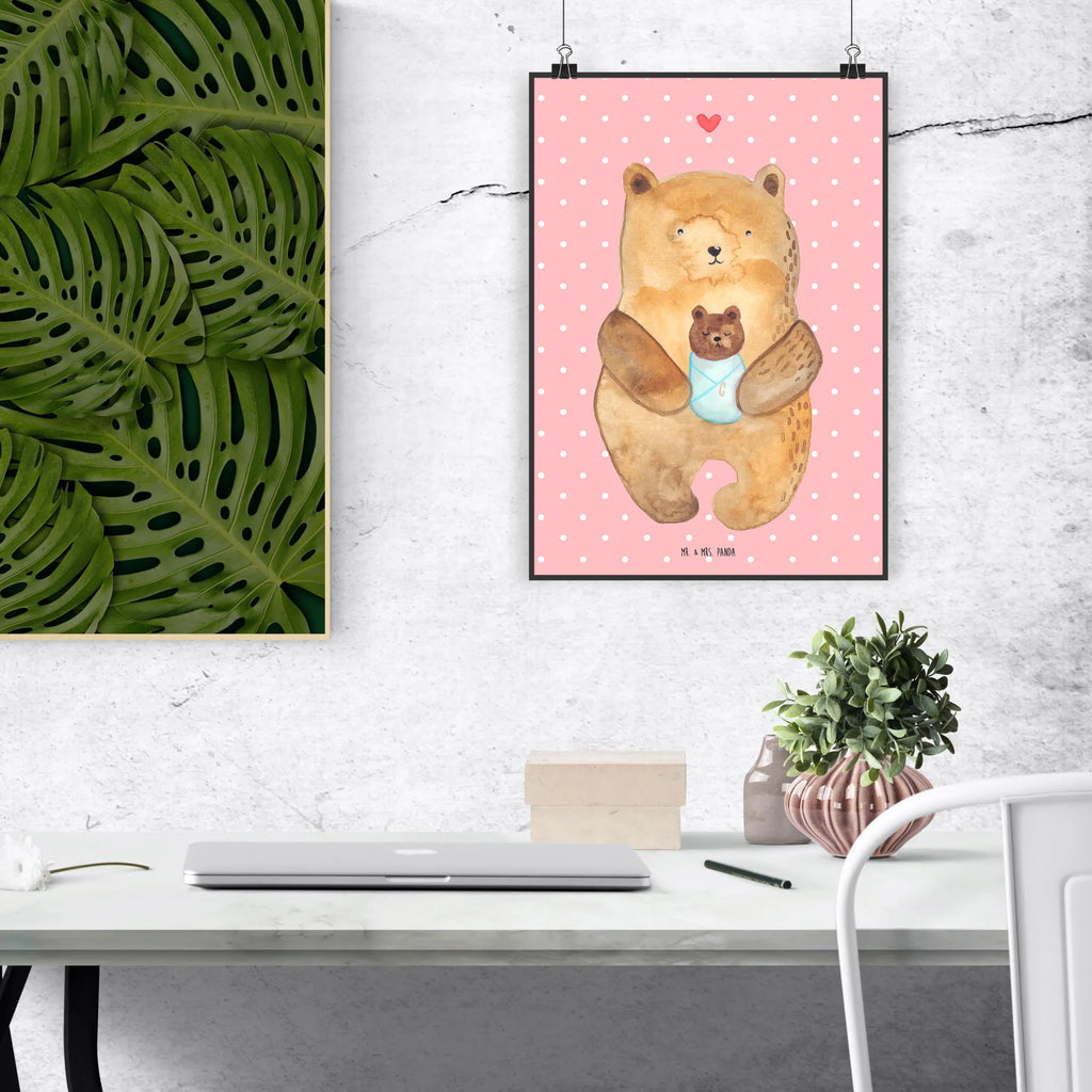 Poster Bär Baby Poster, Wandposter, Bild, Wanddeko, Küchenposter, Kinderposter, Wanddeko Bild, Raumdekoration, Wanddekoration, Handgemaltes Poster, Mr. & Mrs. Panda Poster, Designposter, Kunstdruck, Posterdruck, Bär, Teddy, Teddybär, Eltern, Mutter, Baby, Taufe, Geburt, Nichte, Neffe, Enkel, Enkelin, Täufling, Geburtstag, Glückwunsch