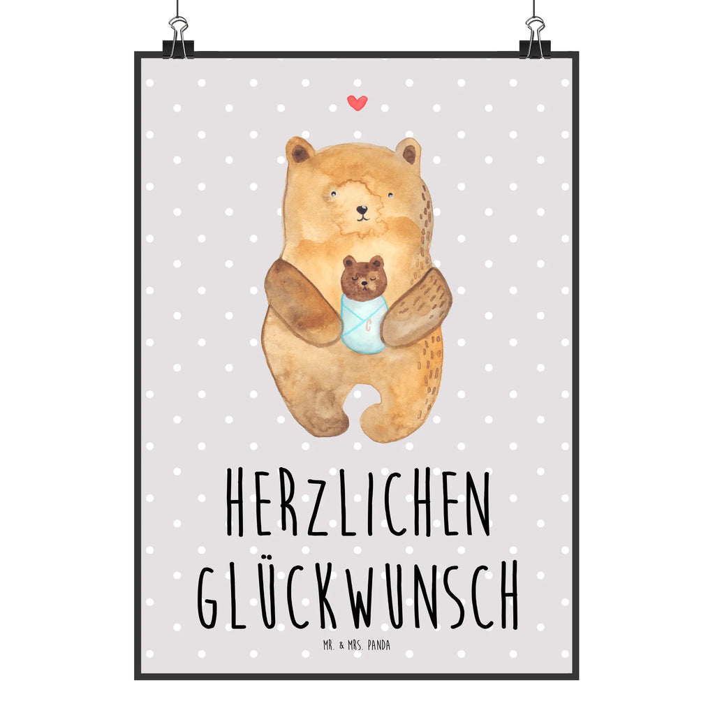 Poster Bär Baby Poster, Wandposter, Bild, Wanddeko, Küchenposter, Kinderposter, Wanddeko Bild, Raumdekoration, Wanddekoration, Handgemaltes Poster, Mr. & Mrs. Panda Poster, Designposter, Kunstdruck, Posterdruck, Bär, Teddy, Teddybär, Eltern, Mutter, Baby, Taufe, Geburt, Nichte, Neffe, Enkel, Enkelin, Täufling, Geburtstag, Glückwunsch