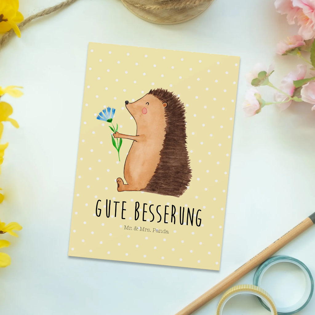 Postkarte Igel Blumen Postkarte, Karte, Geschenkkarte, Grußkarte, Einladung, Ansichtskarte, Geburtstagskarte, Einladungskarte, Dankeskarte, Ansichtskarten, Einladung Geburtstag, Einladungskarten Geburtstag, Tiermotive, Gute Laune, lustige Sprüche, Tiere, Igel, Gute Besserung, Genesungswünsche, Krankheit, Krankenhaus, krank, Besuch