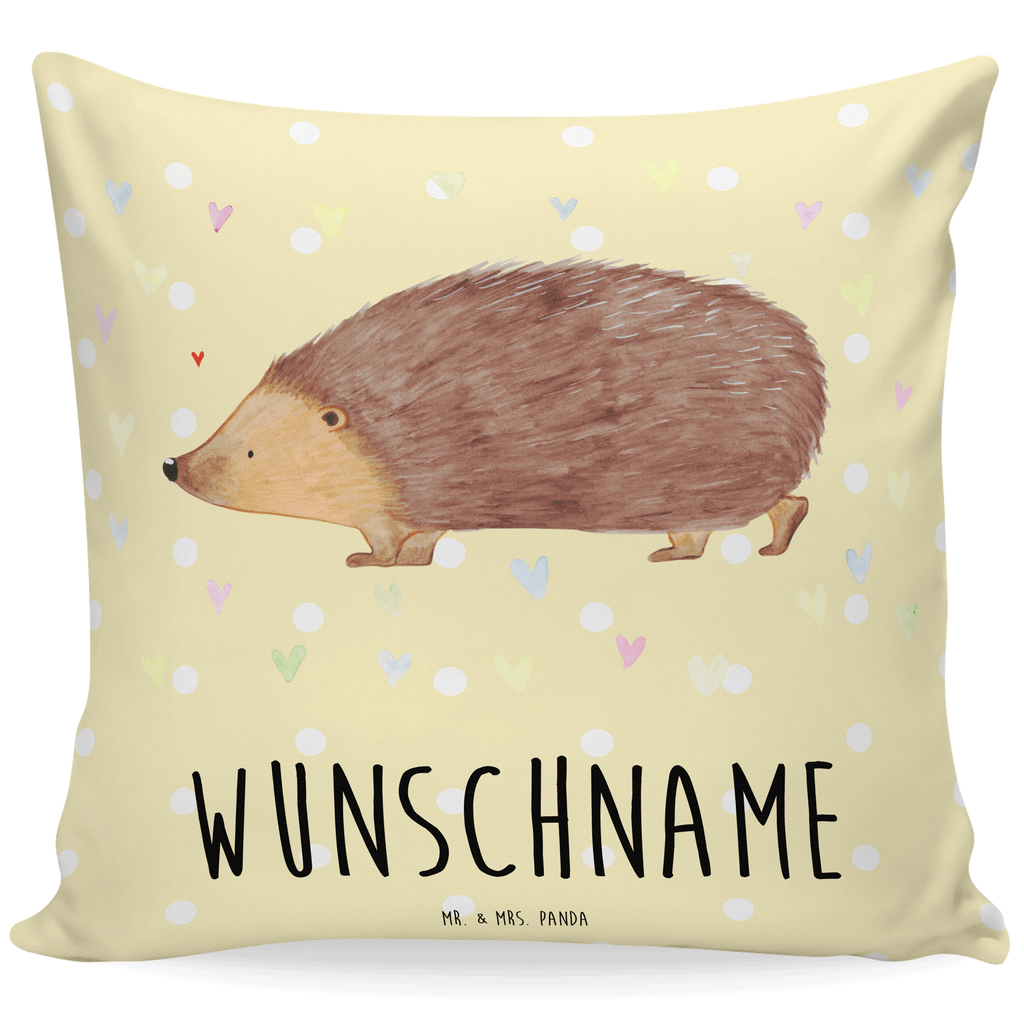 Personalisiertes Kissen Igel Herzen Kissen, personalisiert, Name, Wunschname, bedrucken, Kopfkissen, Tiermotive, Gute Laune, lustige Sprüche, Tiere, Liebe, Herz, Herzen, Igel, Vertrauen, Kuss, Leben