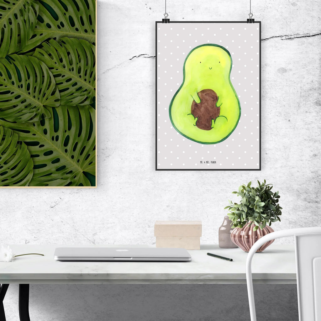 Poster Avocado Kern Poster, Wandposter, Bild, Wanddeko, Küchenposter, Kinderposter, Wanddeko Bild, Raumdekoration, Wanddekoration, Handgemaltes Poster, Mr. & Mrs. Panda Poster, Designposter, Kunstdruck, Posterdruck, Avocado, Veggie, Vegan, Gesund, Avokado, Avocadokern, Kern, Pflanze, Spruch Leben