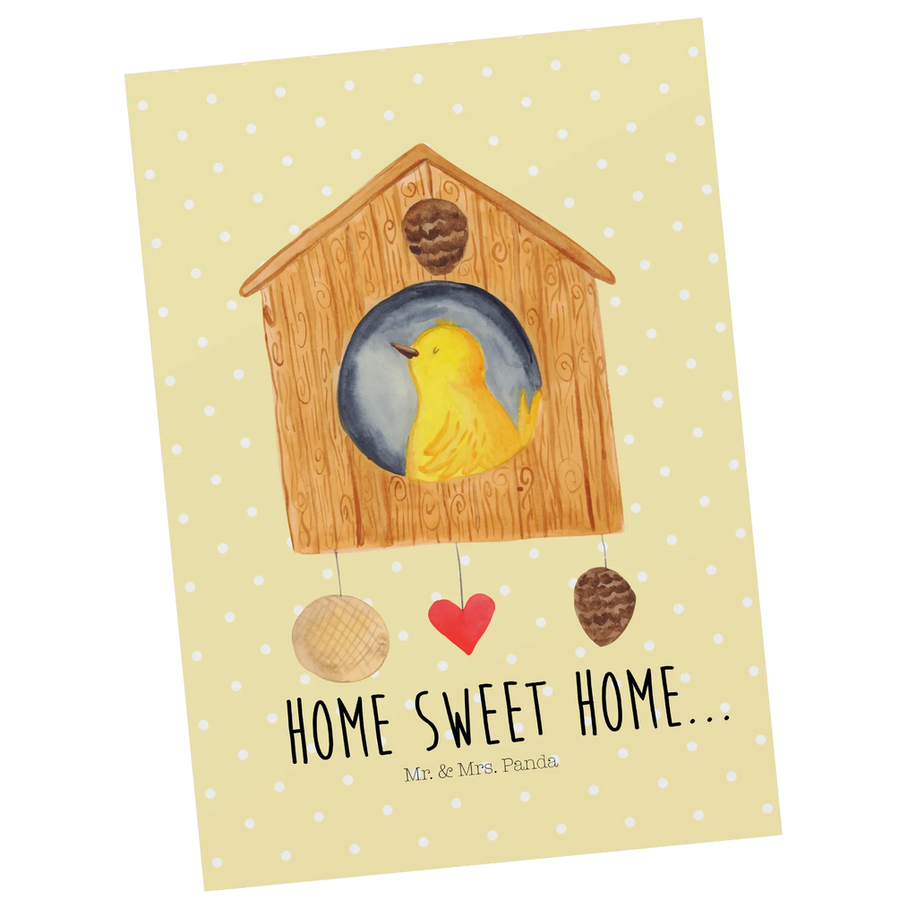 Postkarte Vogelhaus sweet Home Postkarte, Karte, Geschenkkarte, Grußkarte, Einladung, Ansichtskarte, Geburtstagskarte, Einladungskarte, Dankeskarte, Ansichtskarten, Einladung Geburtstag, Einladungskarten Geburtstag, Tiermotive, Gute Laune, lustige Sprüche, Tiere, Vogelhaus, Vogel, Home sweet Home, Einzug, Umzug, Geschenk, Einzugsgeschenk, Hausbau, Haus