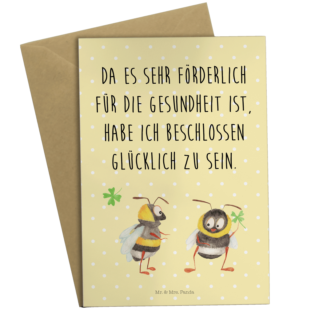 Grußkarte Hummeln Kleeblatt Grußkarte, Klappkarte, Einladungskarte, Glückwunschkarte, Hochzeitskarte, Geburtstagskarte, Karte, Ansichtskarten, Tiermotive, Gute Laune, lustige Sprüche, Tiere, Hummel, Biene, Spruch positiv, Biene Deko, Spruch schön, glücklich sein, glücklich werden, Spruch fröhlich