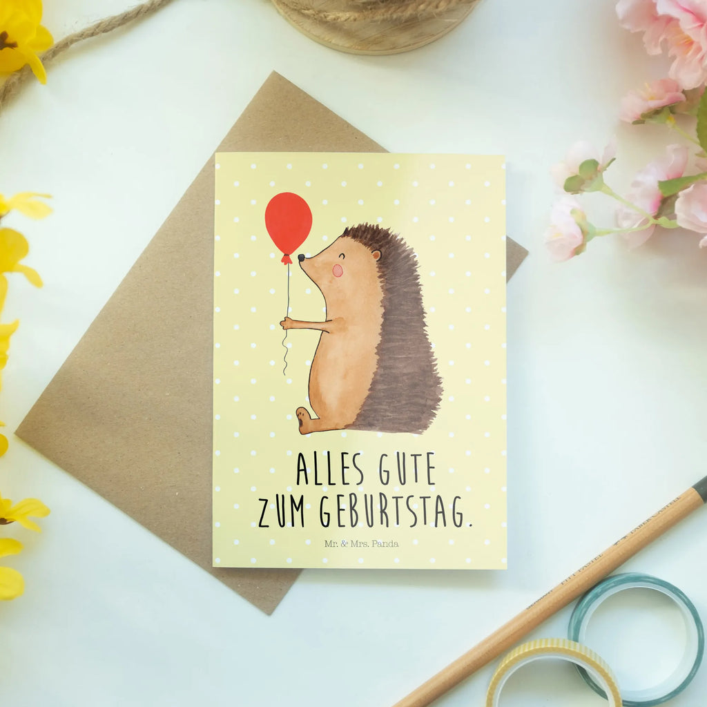 Grußkarte Igel Luftballon Grußkarte, Klappkarte, Einladungskarte, Glückwunschkarte, Hochzeitskarte, Geburtstagskarte, Karte, Ansichtskarten, Tiermotive, Gute Laune, lustige Sprüche, Tiere, Igel, Geburtstag, Herzlichen Glückwunsch, Glückwunsch, Geburtstagskind, Ballon, Happy Birthday