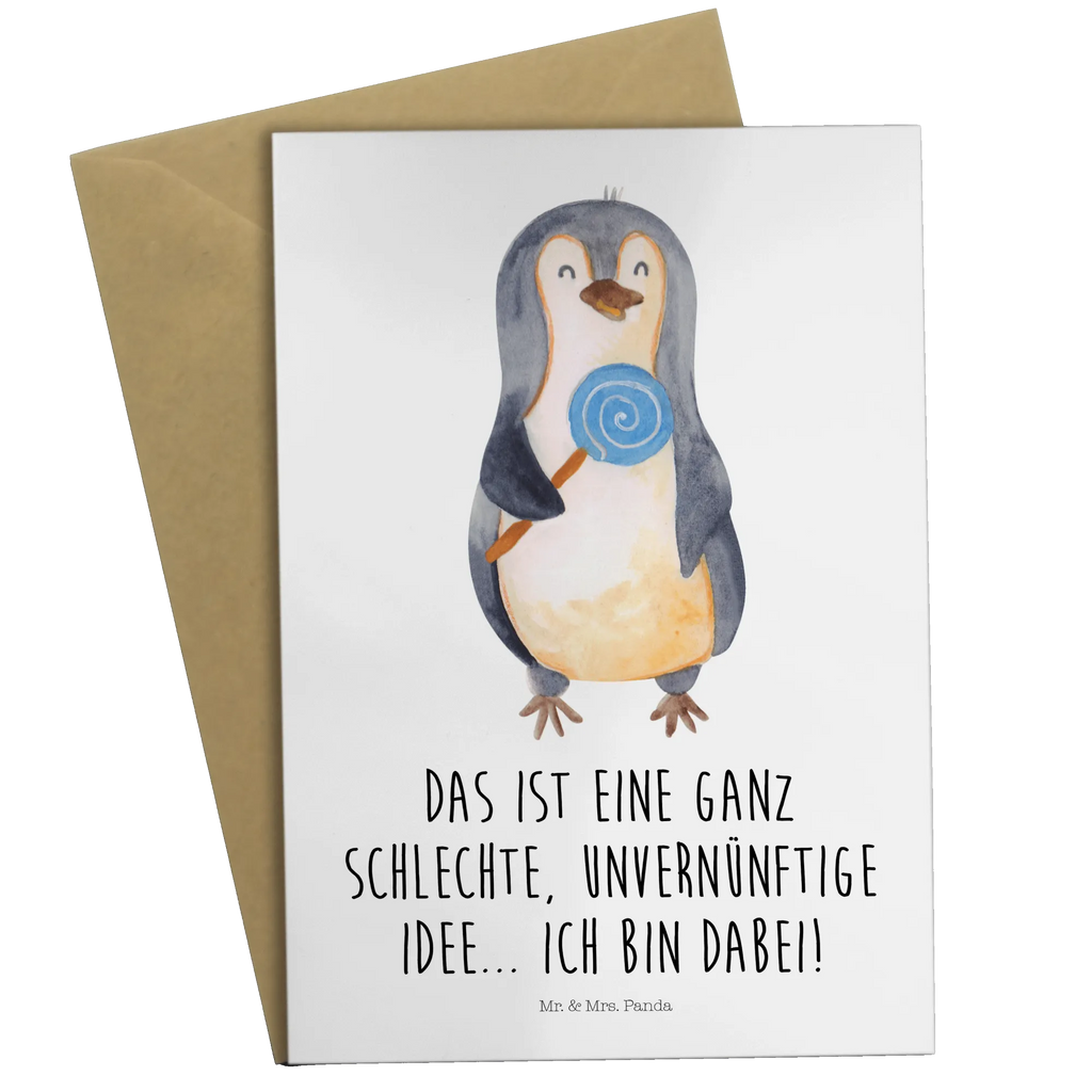 Grußkarte Pinguin Lolli Grußkarte, Klappkarte, Einladungskarte, Glückwunschkarte, Hochzeitskarte, Geburtstagskarte, Karte, Ansichtskarten, Pinguin, Pinguine, Lolli, Süßigkeiten, Blödsinn, Spruch, Rebell, Gauner, Ganove, Rabauke