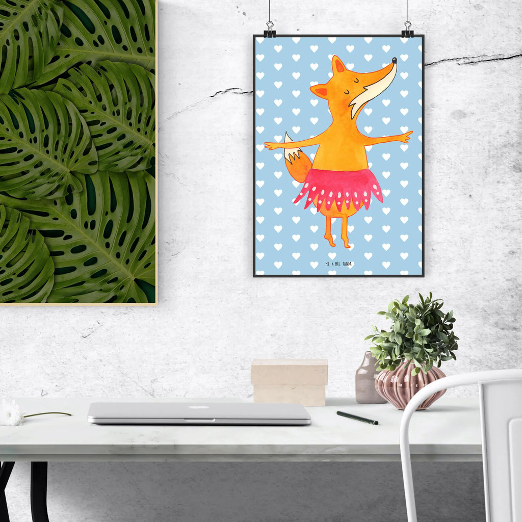 Poster Fuchs Ballerina Poster, Wandposter, Bild, Wanddeko, Küchenposter, Kinderposter, Wanddeko Bild, Raumdekoration, Wanddekoration, Handgemaltes Poster, Mr. & Mrs. Panda Poster, Designposter, Kunstdruck, Posterdruck, Fuchs, Fuchs Spruch, Füchse, Füchsin, Ballerina, Ballett, Tänzerin, Tanzen, Party, Einladung, Geburtstag