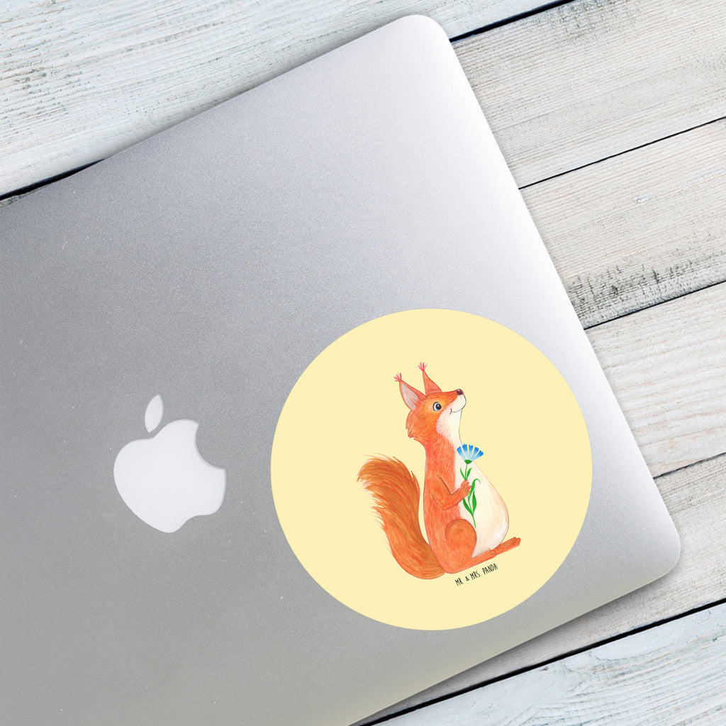 Rund Aufkleber Eichhörnchen Blume Sticker, Aufkleber, Etikett, Tiermotive, Gute Laune, lustige Sprüche, Tiere, Eichhörnchen, Eichhorn, Spruch positiv, Lachen, Spaß, Motivation Sprüche, Motivation Bilder, glücklich Spruch, Spruch Deko