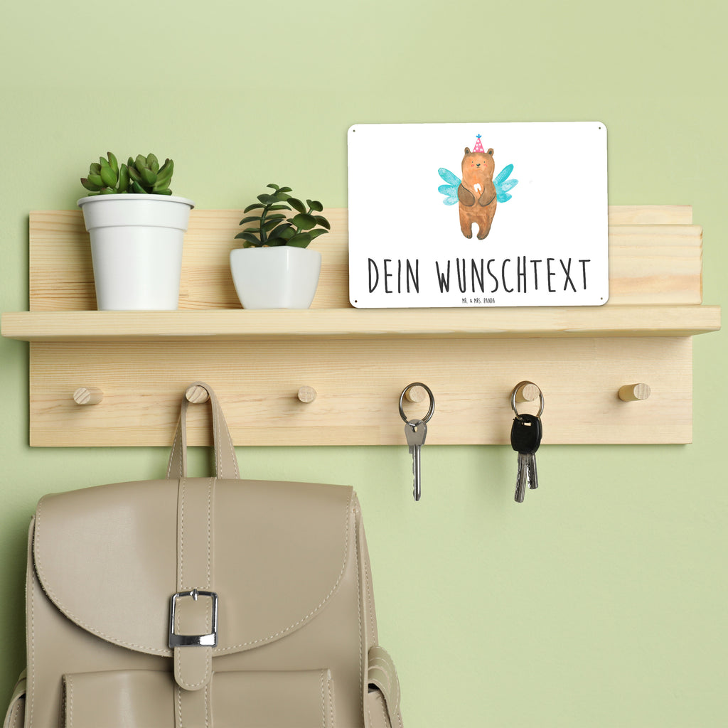 Personalisiertes Blechschild Bär Zahnfee Blechschild, Metallschild, Geschenk Schild, Schild, Magnet-Metall-Schild, Deko Schild, Wandschild, Wand-Dekoration, Türschild, Bär, Teddy, Teddybär, Zahnfee, Fee, Milchzahn, Erster Zahn