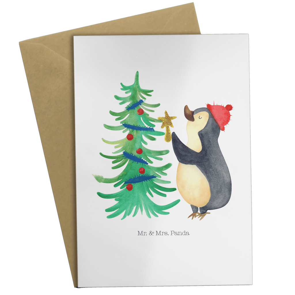 Grußkarte Pinguin Weihnachtsbaum Grußkarte, Klappkarte, Einladungskarte, Glückwunschkarte, Hochzeitskarte, Geburtstagskarte, Karte, Ansichtskarten, Winter, Weihnachten, Weihnachtsdeko, Nikolaus, Advent, Heiligabend, Wintermotiv, Pinguin