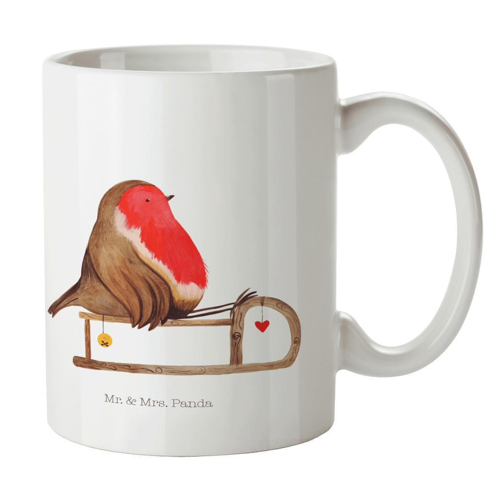 Tasse Rotkehlchen Schlitten Tasse, Kaffeetasse, Teetasse, Becher, Kaffeebecher, Teebecher, Keramiktasse, Porzellantasse, Büro Tasse, Geschenk Tasse, Tasse Sprüche, Tasse Motive, Kaffeetassen, Tasse bedrucken, Designer Tasse, Cappuccino Tassen, Schöne Teetassen, Winter, Weihnachten, Weihnachtsdeko, Nikolaus, Advent, Heiligabend, Wintermotiv, Schlitten, Vogel