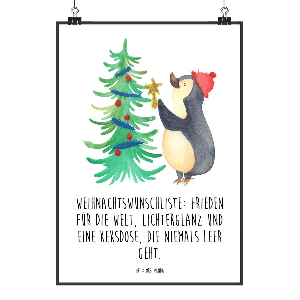 Poster Pinguin Weihnachtsbaum Poster, Wandposter, Bild, Wanddeko, Küchenposter, Kinderposter, Wanddeko Bild, Raumdekoration, Wanddekoration, Handgemaltes Poster, Mr. & Mrs. Panda Poster, Designposter, Kunstdruck, Posterdruck, Winter, Weihnachten, Weihnachtsdeko, Nikolaus, Advent, Heiligabend, Wintermotiv, Pinguin