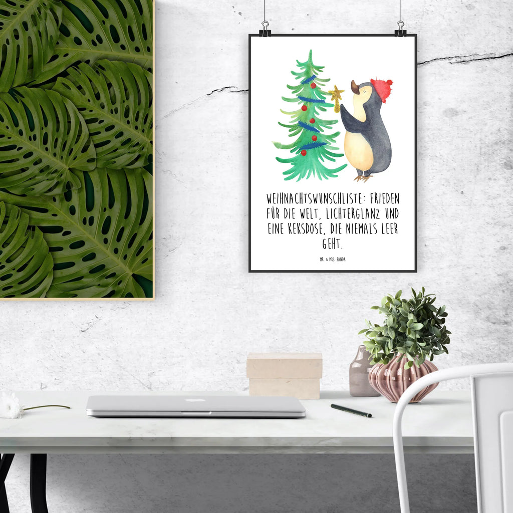 Poster Pinguin Weihnachtsbaum Poster, Wandposter, Bild, Wanddeko, Küchenposter, Kinderposter, Wanddeko Bild, Raumdekoration, Wanddekoration, Handgemaltes Poster, Mr. & Mrs. Panda Poster, Designposter, Kunstdruck, Posterdruck, Winter, Weihnachten, Weihnachtsdeko, Nikolaus, Advent, Heiligabend, Wintermotiv, Pinguin