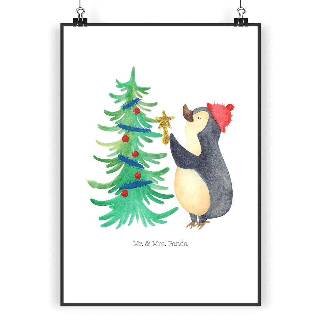 Poster Pinguin Weihnachtsbaum Poster, Wandposter, Bild, Wanddeko, Küchenposter, Kinderposter, Wanddeko Bild, Raumdekoration, Wanddekoration, Handgemaltes Poster, Mr. & Mrs. Panda Poster, Designposter, Kunstdruck, Posterdruck, Winter, Weihnachten, Weihnachtsdeko, Nikolaus, Advent, Heiligabend, Wintermotiv, Pinguin