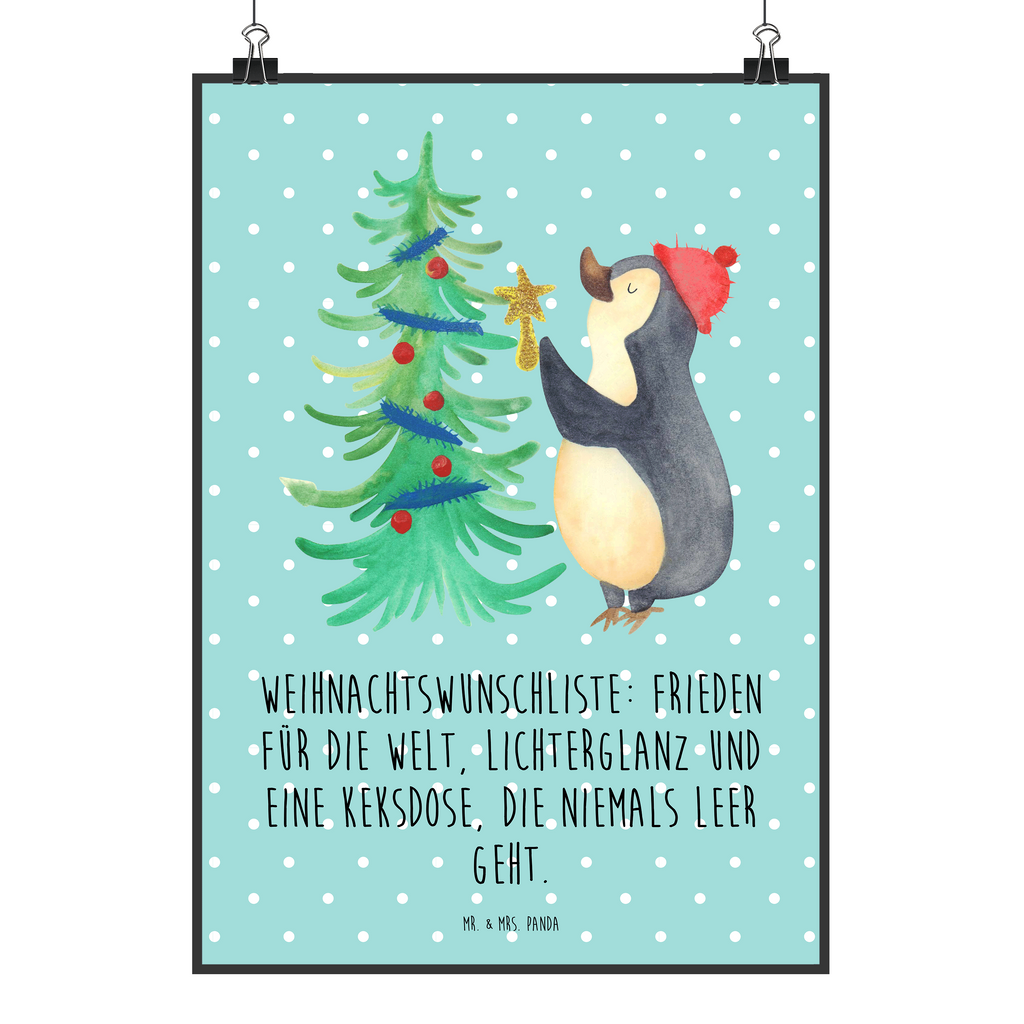 Poster Pinguin Weihnachtsbaum Poster, Wandposter, Bild, Wanddeko, Küchenposter, Kinderposter, Wanddeko Bild, Raumdekoration, Wanddekoration, Handgemaltes Poster, Mr. & Mrs. Panda Poster, Designposter, Kunstdruck, Posterdruck, Winter, Weihnachten, Weihnachtsdeko, Nikolaus, Advent, Heiligabend, Wintermotiv, Pinguin