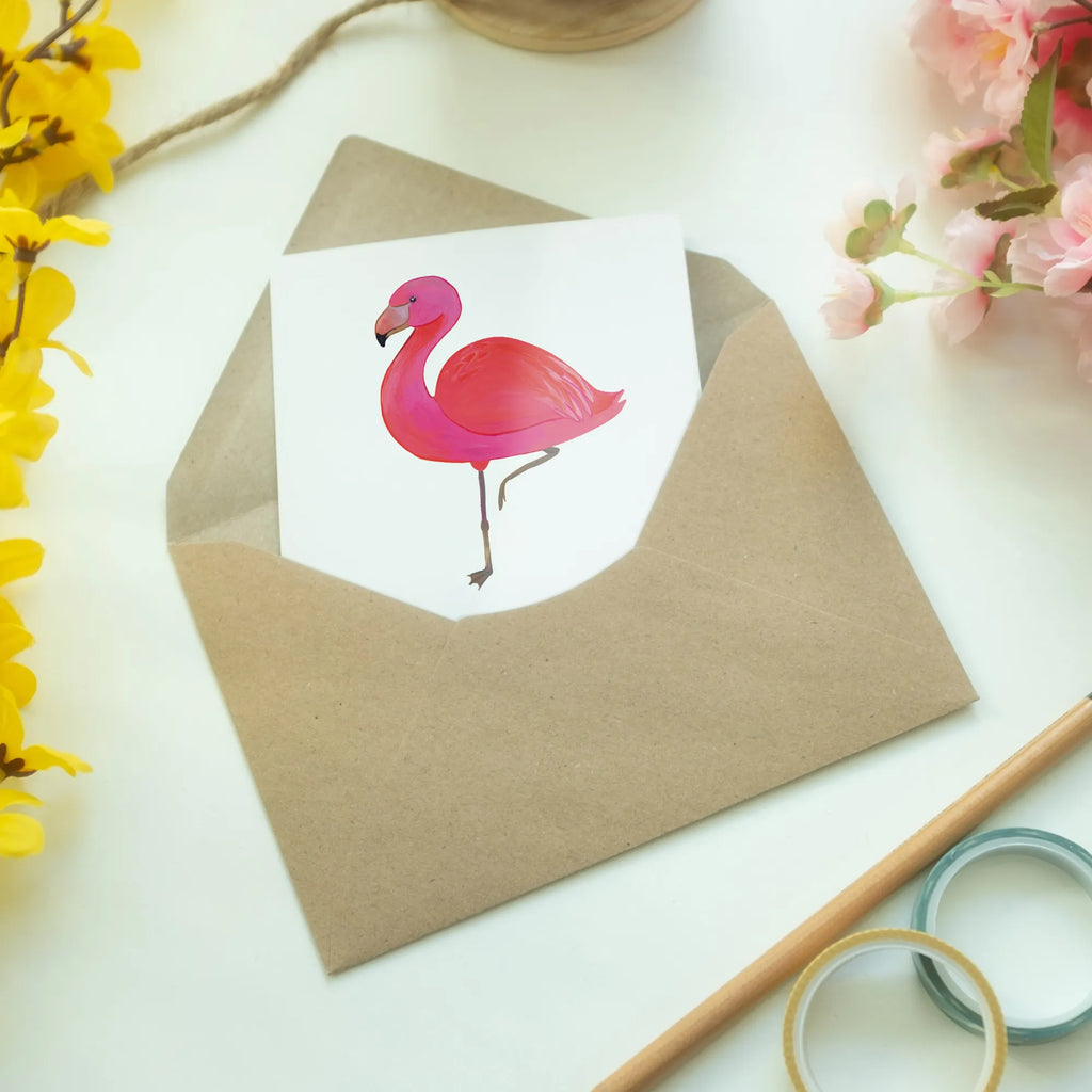 Grußkarte Flamingo classic Grußkarte, Klappkarte, Einladungskarte, Glückwunschkarte, Hochzeitskarte, Geburtstagskarte, Karte, Ansichtskarten, Flamingo, Einzigartig, Selbstliebe, Stolz, ich, für mich, Spruch, Freundin, Freundinnen, Außenseiter, Sohn, Tochter, Geschwister