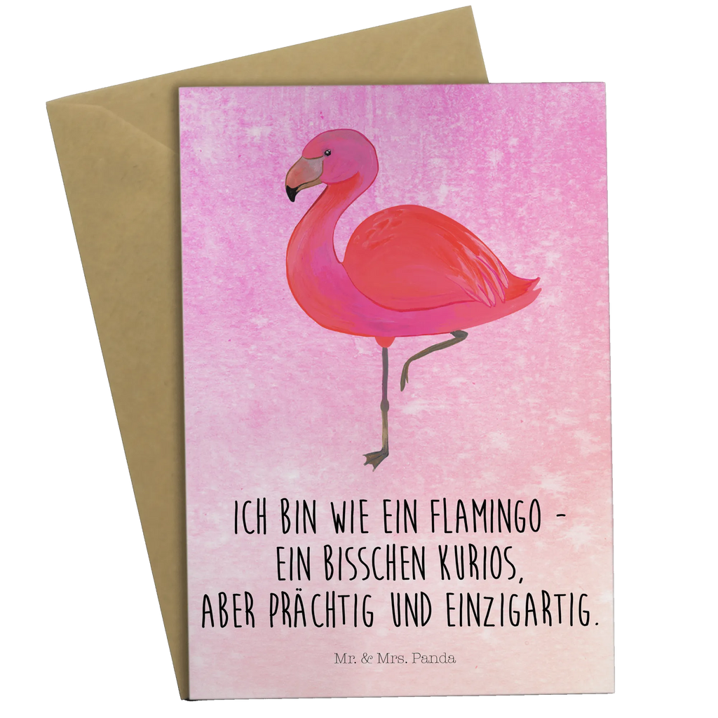 Grußkarte Flamingo classic Grußkarte, Klappkarte, Einladungskarte, Glückwunschkarte, Hochzeitskarte, Geburtstagskarte, Karte, Ansichtskarten, Flamingo, Einzigartig, Selbstliebe, Stolz, ich, für mich, Spruch, Freundin, Freundinnen, Außenseiter, Sohn, Tochter, Geschwister